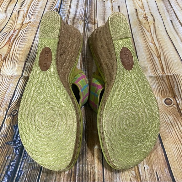 Born Drilles Green Plaid Wedge Espadrilles Size 9 - Picture 5 of 5